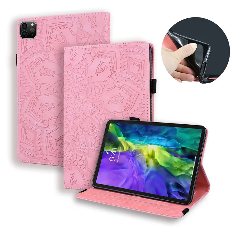 

Emboss Flower Leather Flip Case for Funda iPad Pro 12.9 2021 Wallet Tablet For Coque iPad Pro 12 9 2021 Case 12.9 5th Generation