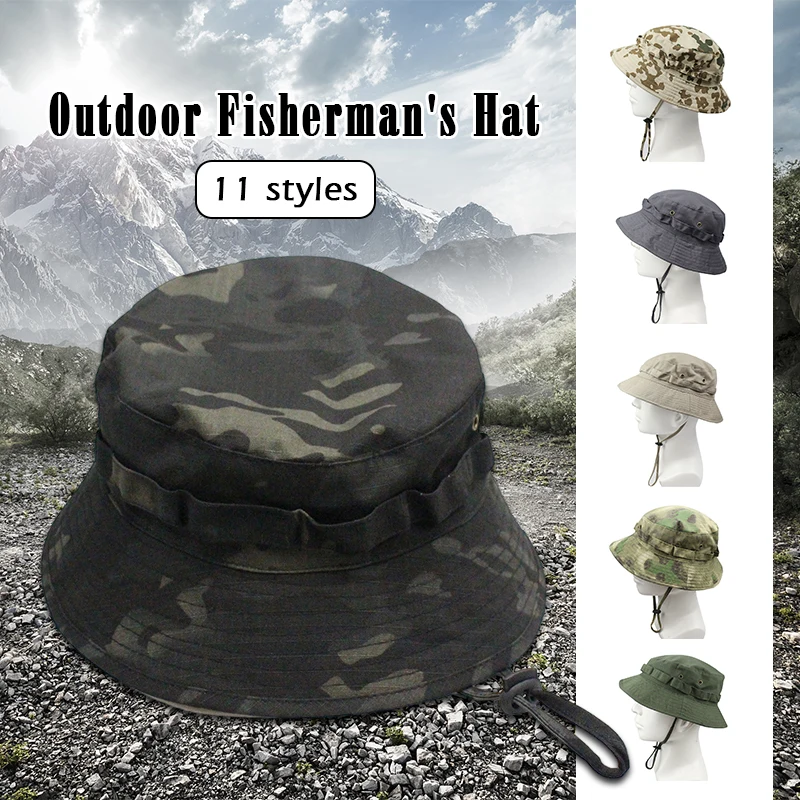 

Camouflage Sun Hats Small Round, Fisherman Sun Hats, Outdoor Travel Hiking Climbing Sun Protection Rimmed Hat