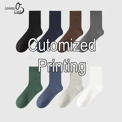 High Quality Soft Comfortable Pure Cotton OEM Socks Middel Tube with Custom Printing Plus Size Fits for 40 to 48 Feets