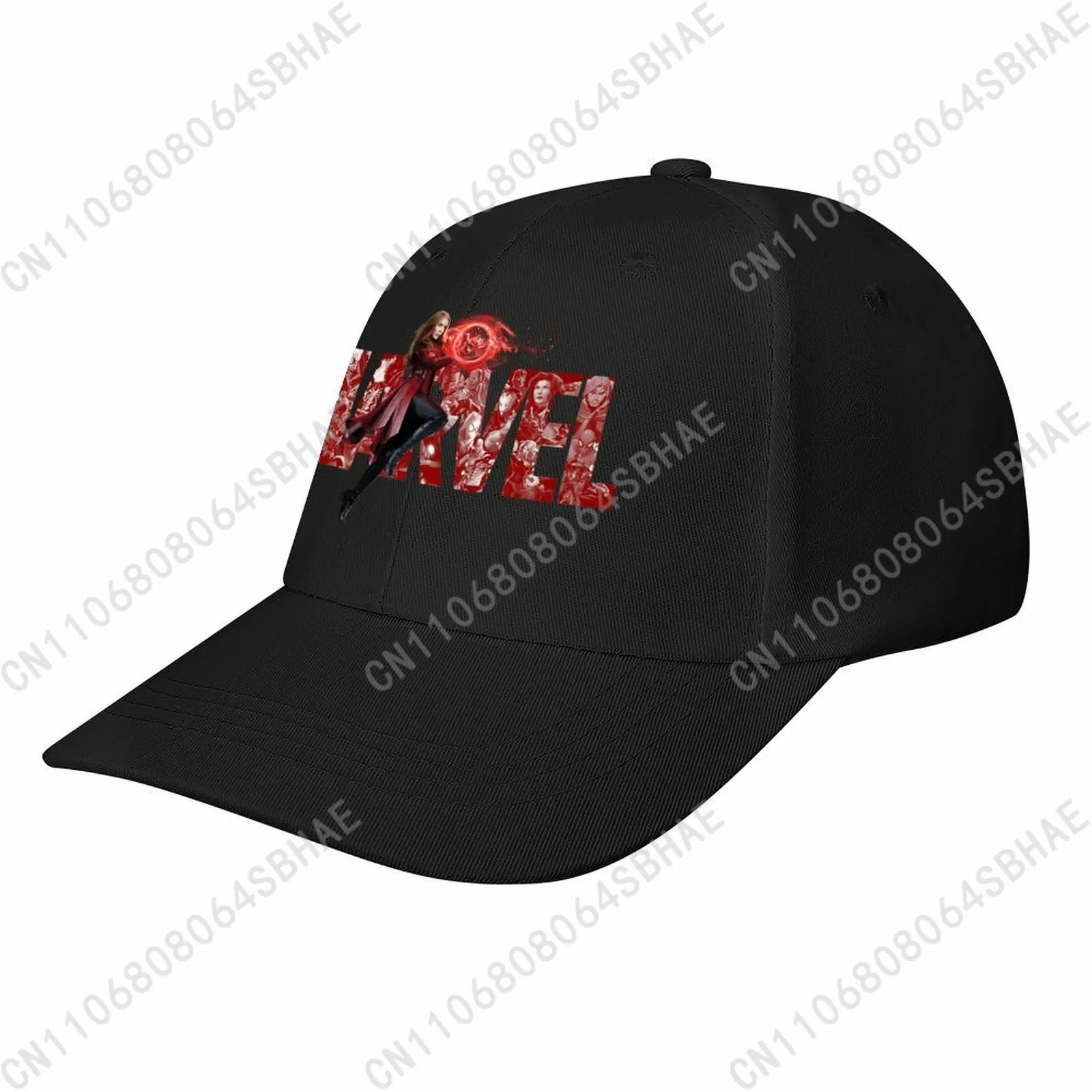 

Marvel Scarlet Witch Adjustable Curved Brim Washed Baseball Cap for Men Women Rubber Print Custom Daily Wear Casual Gift Cosplay