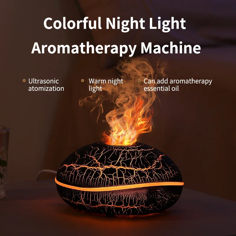 Crack Flame Aroma Humidifier Portable Table Electric Ultrasonic Volcano USB Colorful  Household Essential Oil Diffuser