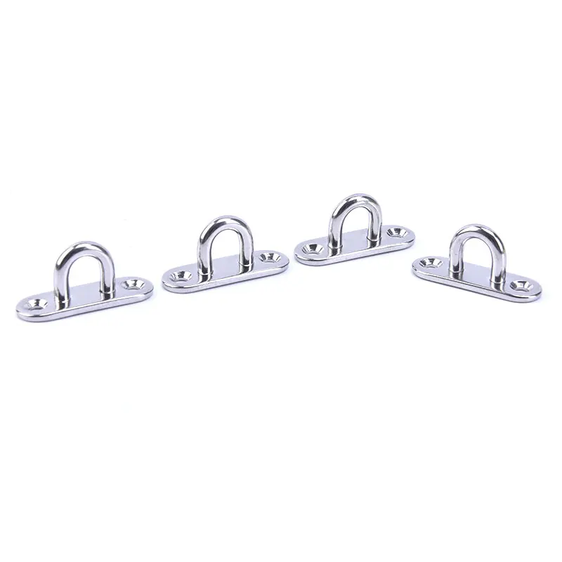 4 pezzi in acciaio inox oblungo Pad Eye Plate Staple Ring Hook Loop Design a forma di U