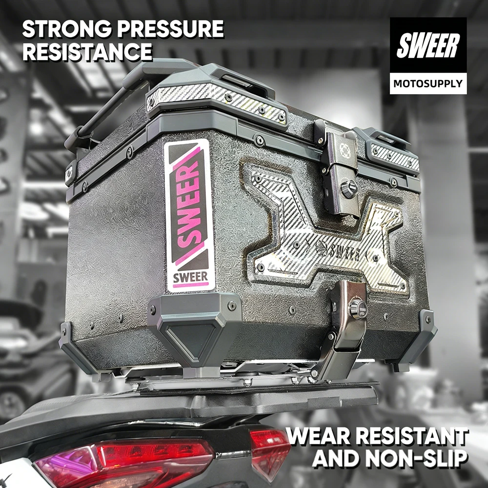 

SWEER Motorcycle Aluminum Alloy 45L Luggage Stainless Steel Base Tray Universal For Yamaha Honda Kawasaki BMW Suzuki Tail Box