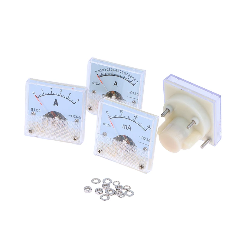 1pc Analog Ammeter Milliammeter Panel AMP Current Meter Gauge 91C4 DC 20mA 30mA 500mA 1A 2A 5A 10A