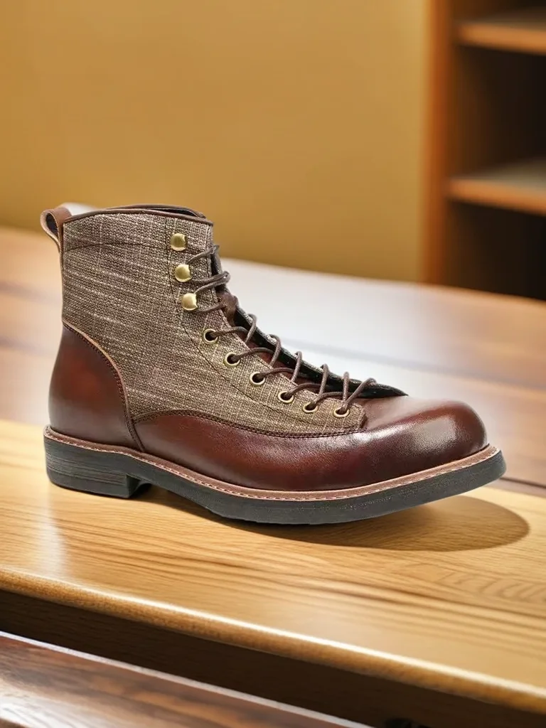 

Американские ботинки в стиле ретро, кожаные рабочие ботинки ручной работы с лицом, мужские высокие мужские ботинки с высоким берцем Briti Sle Hard Man