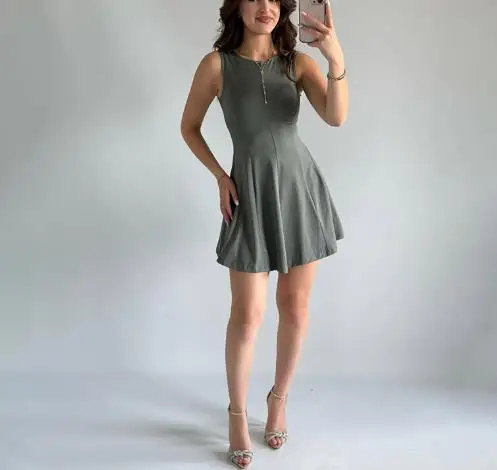 

Women's Dress Summer New Elegant Casual Daily Style Solid Color Simple Round Neck High Waist Design A-Line Sleeveless Dress
