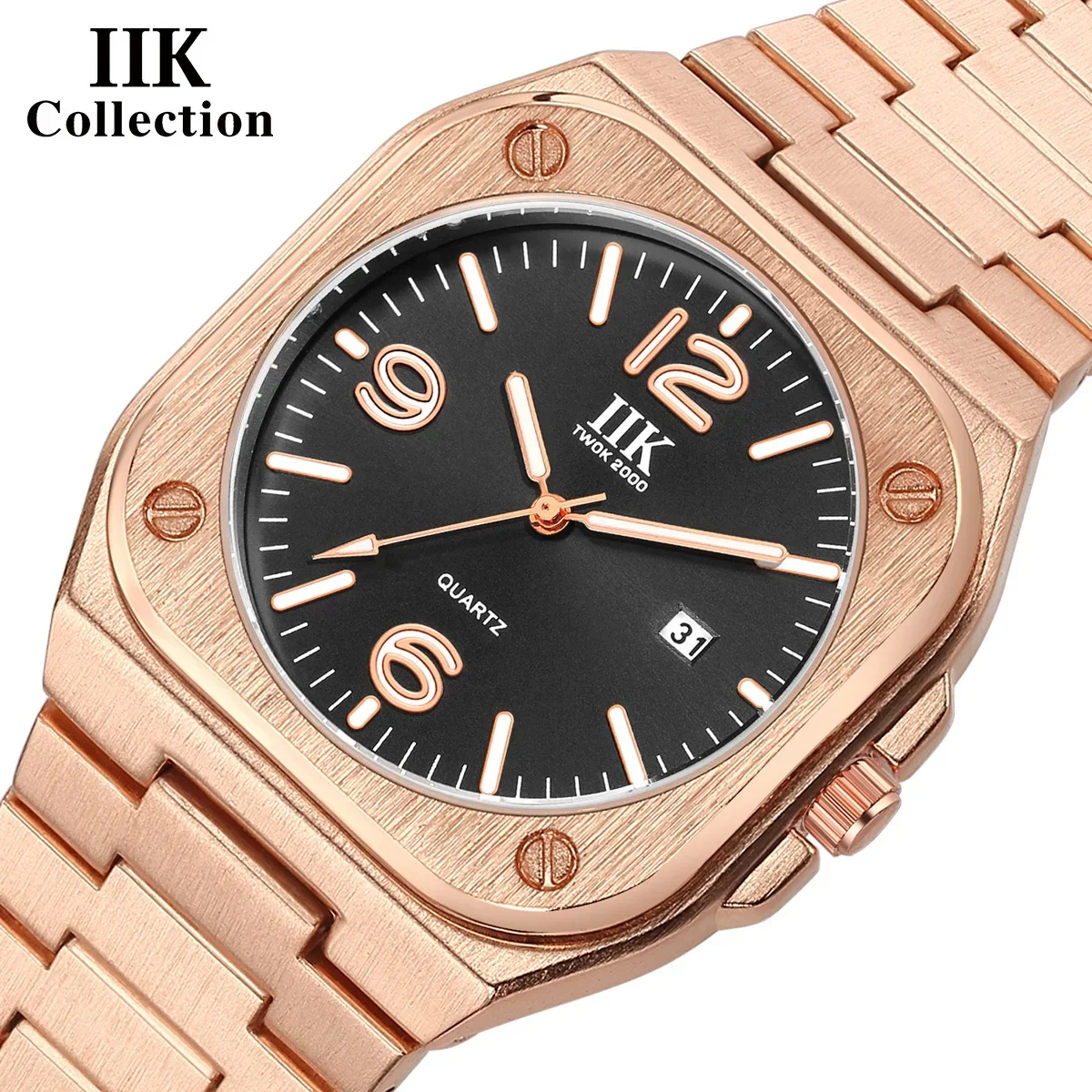 Square Watch for Men Green Rose Gold Sliver Blue Quartz Wristwatch Stainless Steel Orologio Clock Male Business Man Sports Reloj