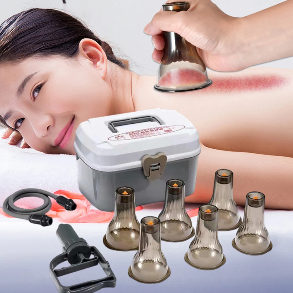 6 Jar Vacuum Cupping Device Body Scraping Massager Heating Suction Cup Device Cupping Set Physical Fatigue Relief Beauty Health