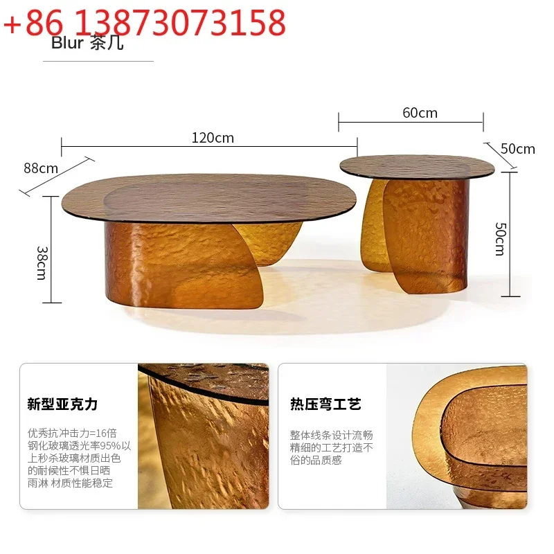

Art wabi-sabi wind medieval size special-shaped personality creative glass craft color coffee table