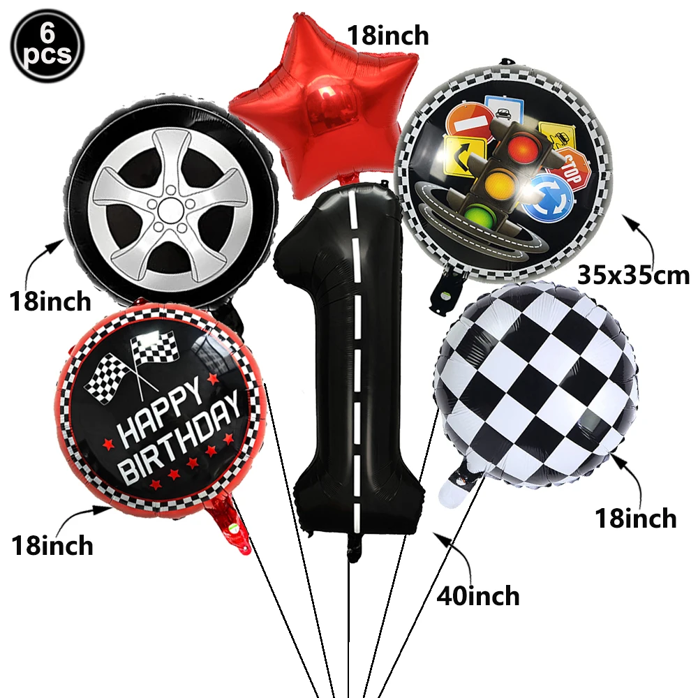 Rennwagen-Folienballons, Trophäen- und Fahnenballons für Kinder, Rennwagen-Geburtstagsdekorationen, Partyzubehör, Jungen-Partydekorationen – Detail 6