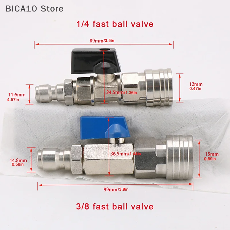 High Pressure Washer Ball Valve With 3/8 Or 1/4 Inch Quick Connector For Water Pumps Tanks Faucet Washer Hose Water Flow Switch