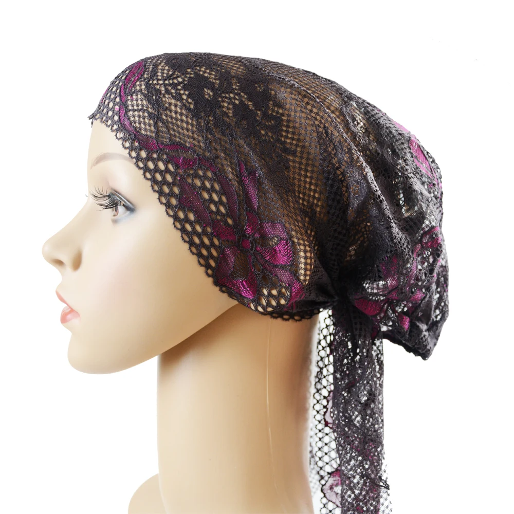 Bufanda interior de encaje, Hijab musulmán, gorro interior para mujer, gorro de Ninja, gorro de hueso, cubierta para la pérdida de cabello, pañuelo