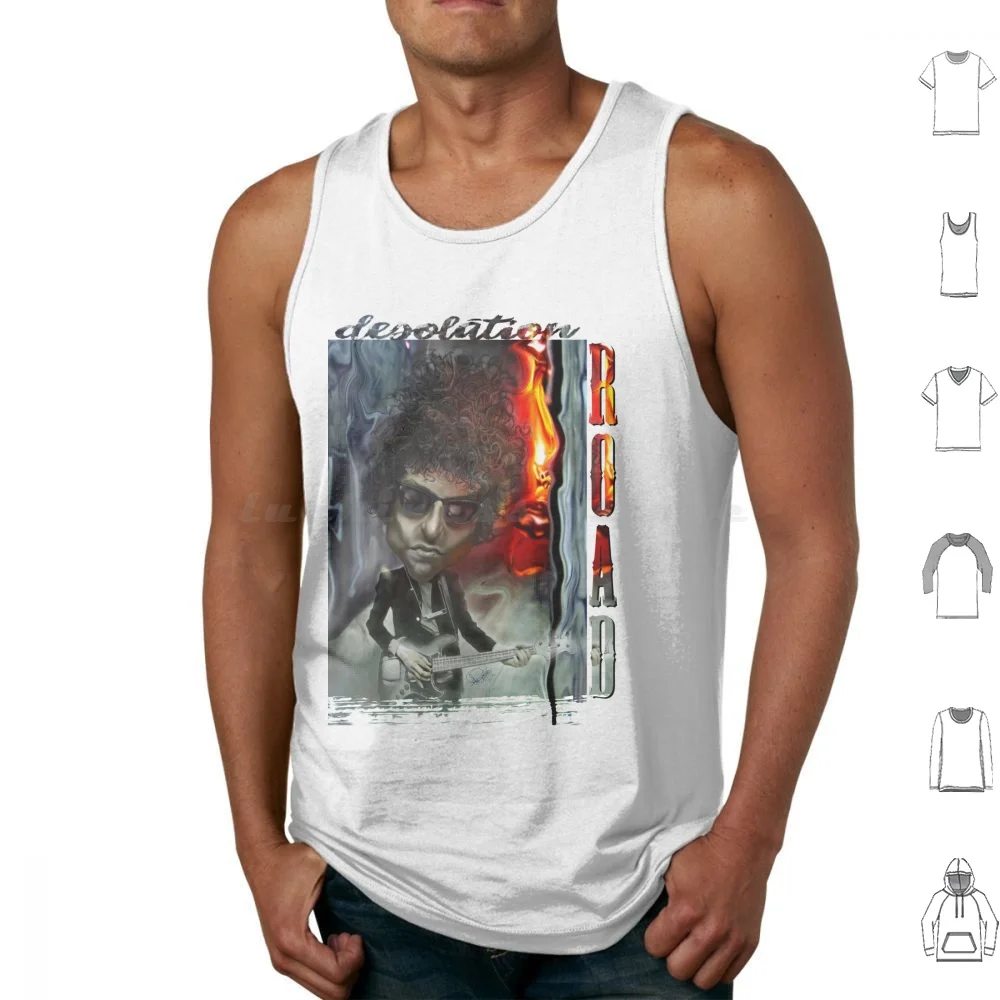 Desolation Road Tank Tops Print Cotton Dylan Bob Folk Musician Vintage