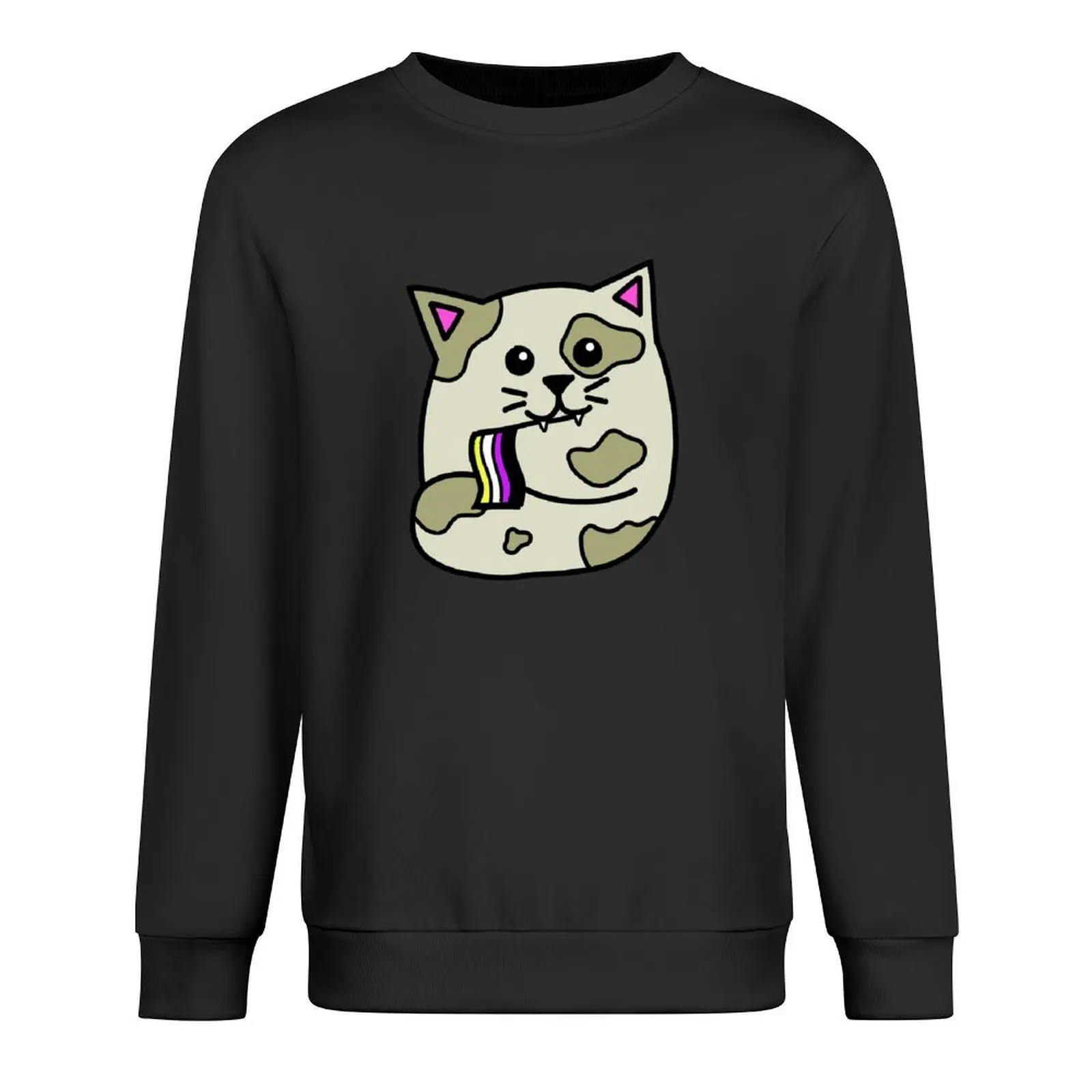 

non-binary pride flag cat Pullover autumn clothes clothes for men blouse men's autumn clothes sports sweatshirt man
