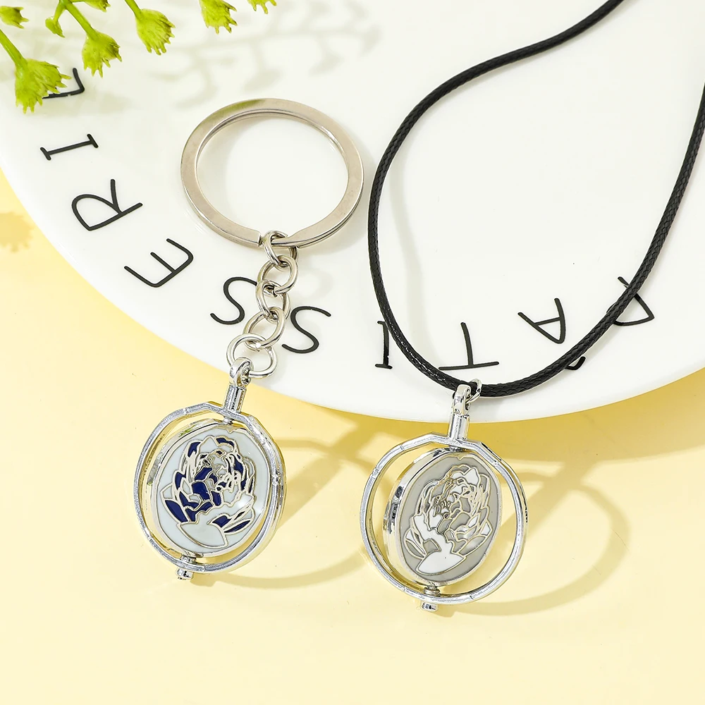 قلادة Game Jinx Blue Rose قابلة للدوران - مجوهرات عصرية مستوحاة من أنيمي غامضة الموسم 2 لهواة جمع المعجبين #1