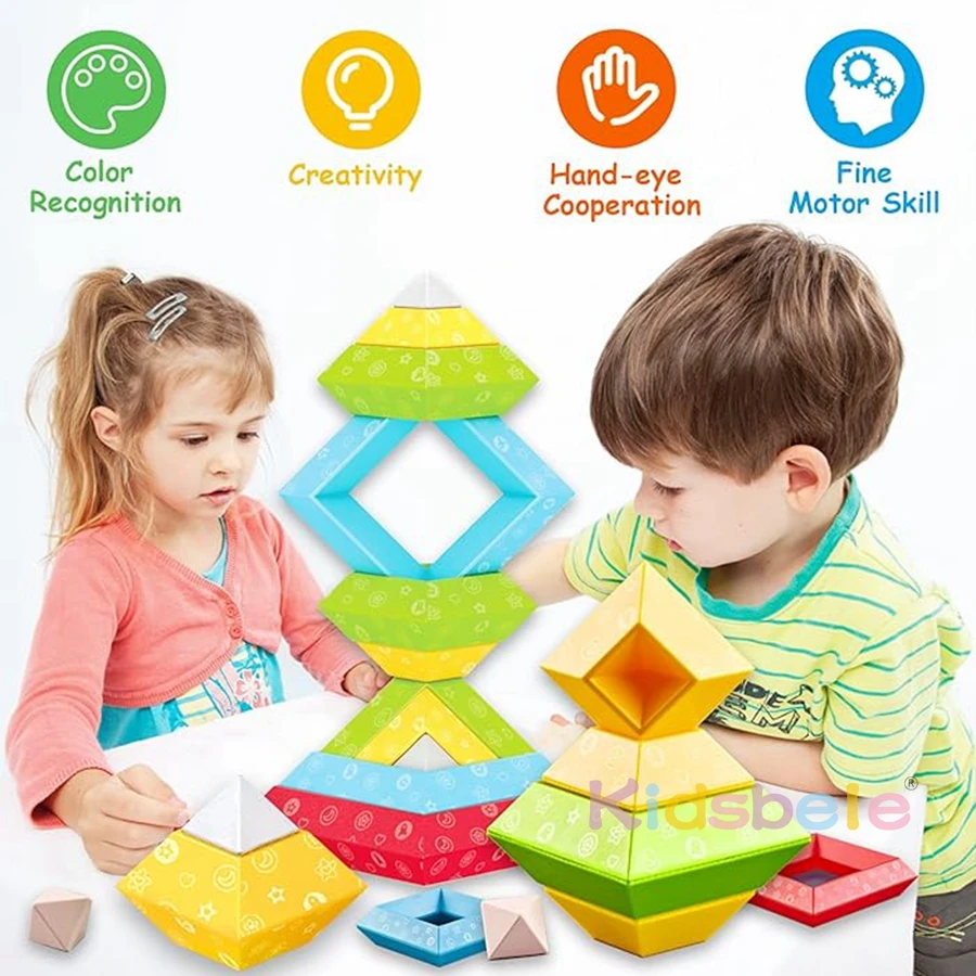 30Pcs Pyramid Stacking Toy Building Blocks Montessori Educational Toy Kids Imagination Logic Baby Sensory Toys Christmas Gifts