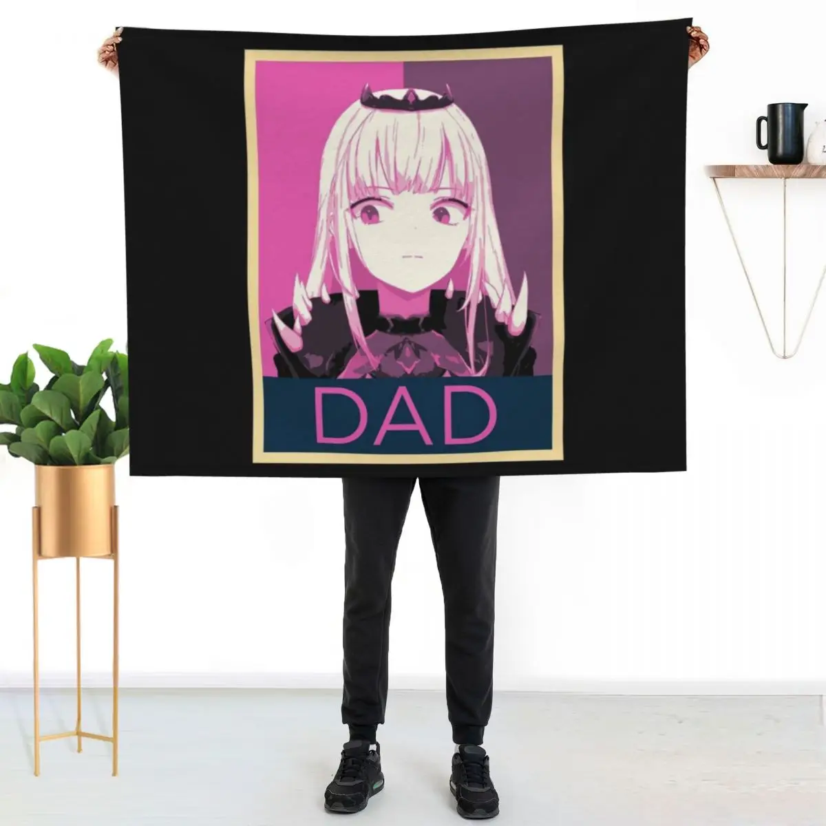 

Hololive EN Calliope Mori Dad Posterized Throw Blanket Portable Lightweight Blanket for Travel Camping