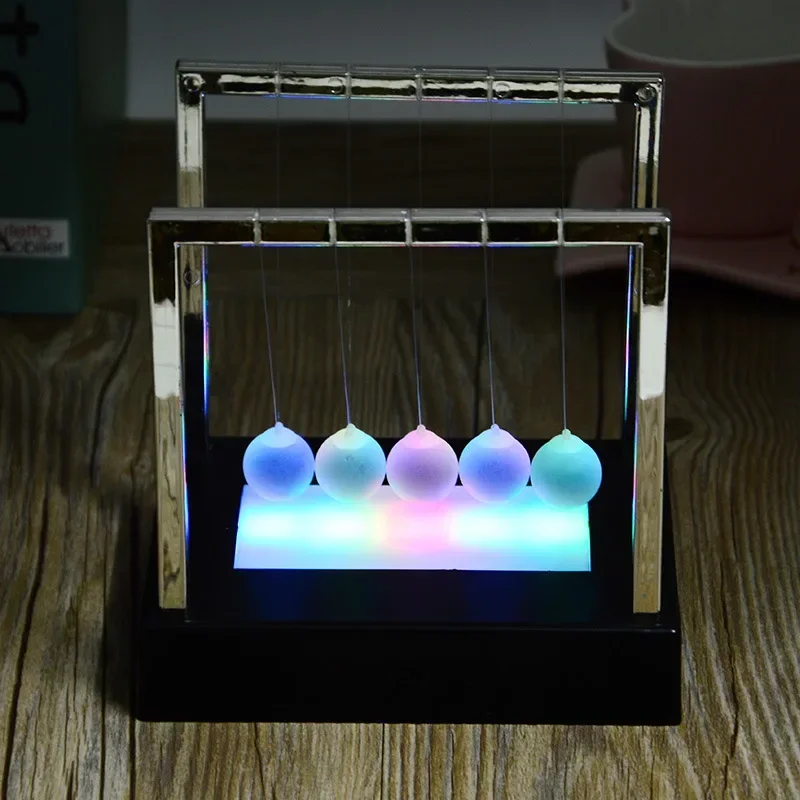 Shinning Newton Cradle Balance Ball Physics Science Pendulum Oval Base Arch Stand Steel Balls Kids Educational Desk Home Decor
