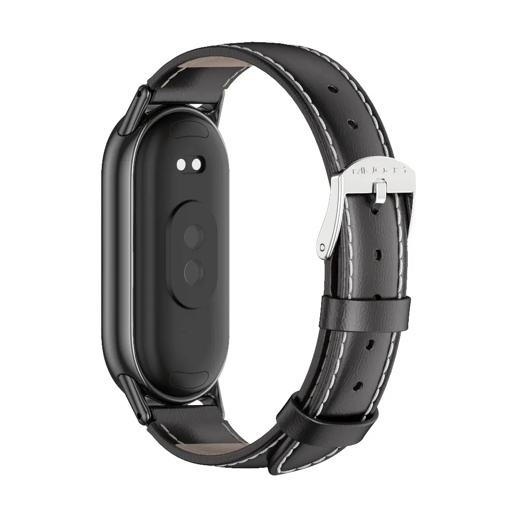 Pulseira de couro para Xiaomi Smart Band, Mi Band 8 Pulseira, Substituição Pulseira, Versão NFC, MiBand 9