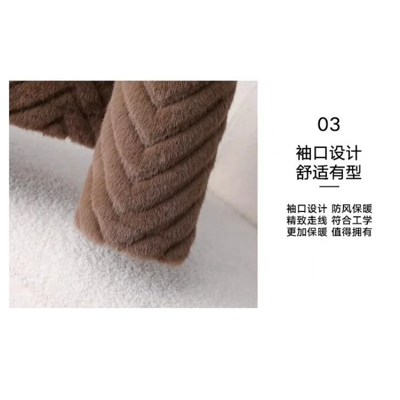 新作2026年輸入ベルベットミンクジャケット ルーズファー ヤングファー一体型 レディース ダブルレイヤー 大きなファー襟 ミンクジャケット コーヒー色