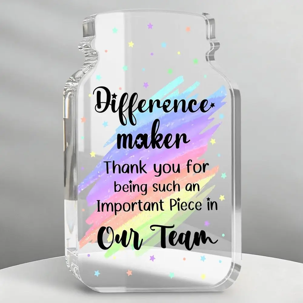 Difference Maker Acrylic Desk Sign, Inspirational Thank You Gift for Coworker Leader, Home Office Christmas Birthday Decor