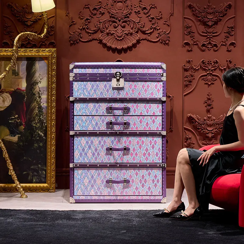 Light luxury purple jewelry cabinet high sense chest cabinet household floor jewelry storage cabinet