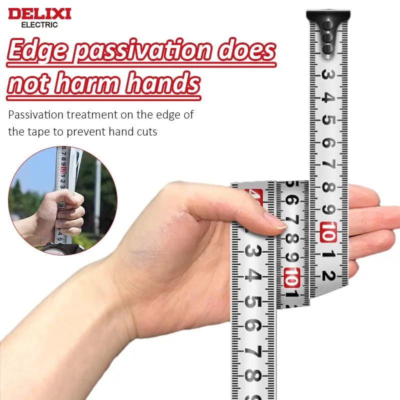 مقياس شريط فولاذية كهربائي DELIXI ، مقاوم للسقوط ، سميك ومتين ، مسطرة صندوق مقاومة للاهتراء ، m * 25 #6