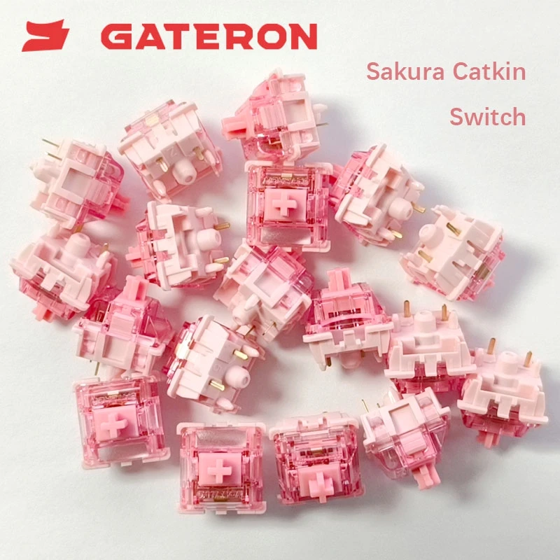 GATERON Sakura Catkin Switches Custom Mechanical Keyboard Switches Linear Switch HIFI Sound 40g Pre Lubed 5 Pin Mahjong Switches