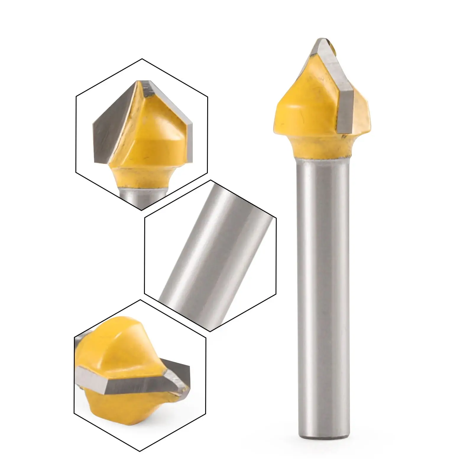 HOZLY 6mm 8mm 90 Degree Chamfer Milling Cutter V Sharped Router Bit  for Wood Engraving Slotting Trimming Woodworking Tools