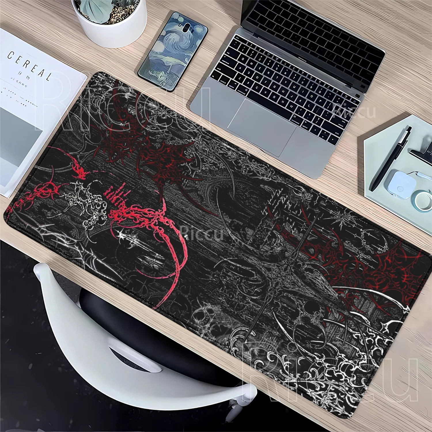 HD printing Gaming black white Pattern Art Mousepad Non-slip base esports Keyboard Mouse Pad Anime kawaii overlock XXL Desk Mat