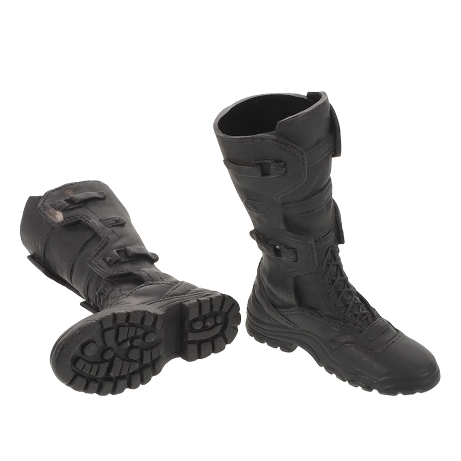 1 paio di stivali da soldato neri in scala 1/6, scarpe per action figure con inserto diretto, calzature militari in miniatura resistenti per uomo