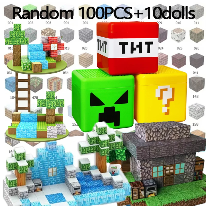 

Magnetic Building Blocks Mineral Iron World Storage Bucket TNT Educational Sensory Toy Storage Box Cubic House Model Gift Brick