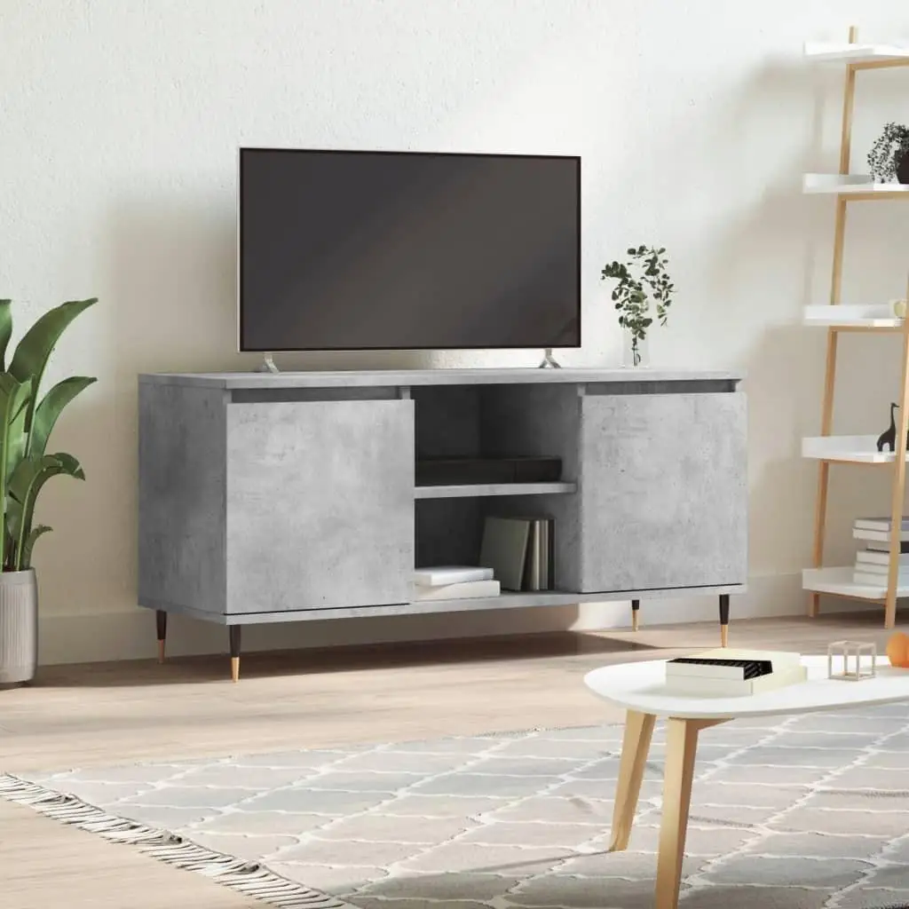 Modern Concrete Grey TV Cabinet 104x35x50 cm - Stylish Engineered Wood Storage Solution