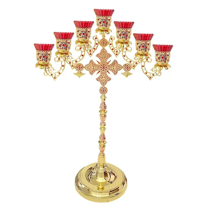 Gold-plating Candle Holder For Church Home Decoration Orthodox Supplies