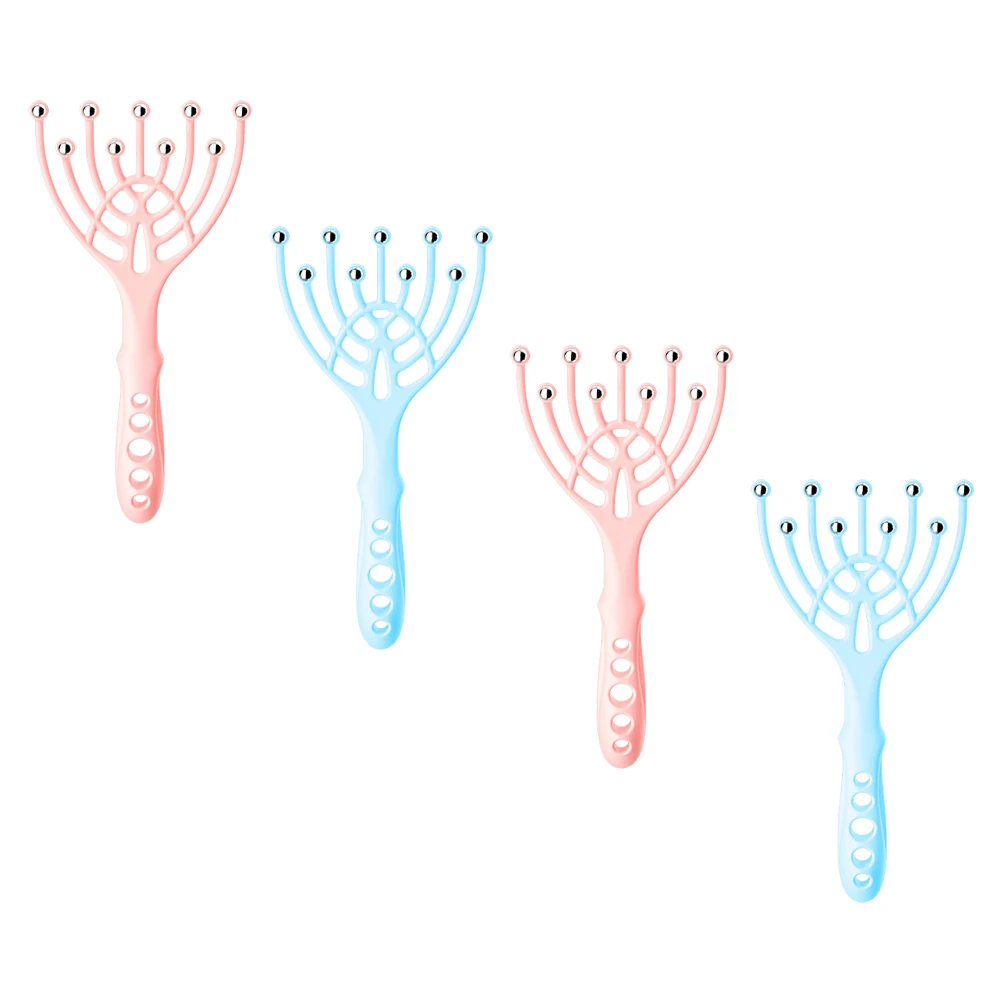 

4Pcs Head Massager Claw Scalp Relaxing Tool Manual Steel Ball Handheld Massage for Home Travel Outdoor Stress Relief