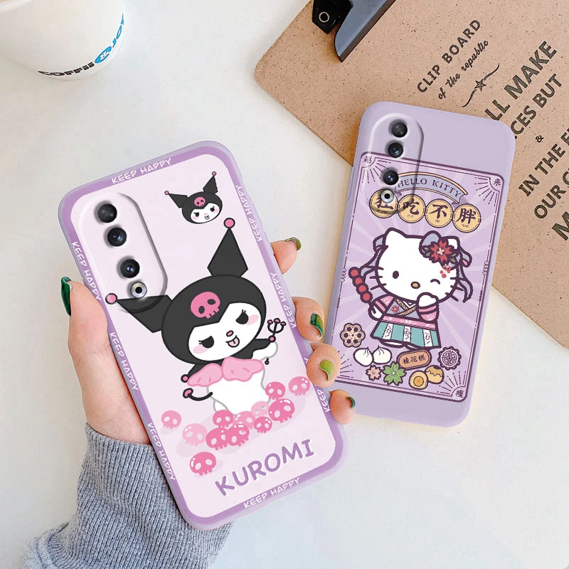 Custodia per telefono per Honor X7b Girl Cute Girls Anti-drop Cartoon Cinnamoroll Kuromi Hello Kitty Cover posteriore in Silicone Siling Shell