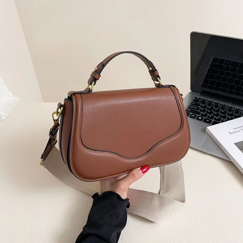 

Брендовые высококачественные седельные сумки, стильная простая пригородная сумка, новая регулируемая сумка через плечо с широким узким ремешком, высококачественная женская сумка из искусственной кожи