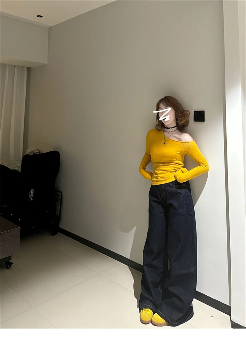 

Long Sleeved T Shirt Quick Dry Womens Summer Cotton Patchwork Bell Sleeve Quickdry Girl Light Sleek Elegant Modern Streetwear BF