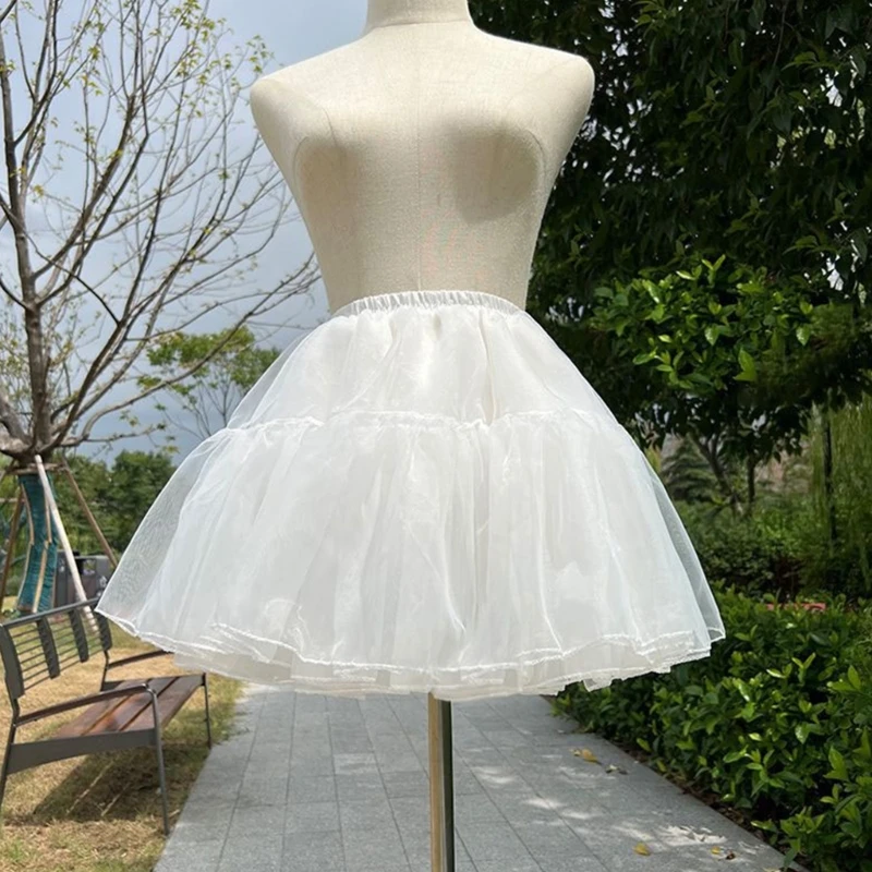 Multi Layered Tulle Crinoline Petticoat สำหรับผู้หญิงหญิง กระโปรงเอวยางยืดกระโปรงครึ่ง Slips สำหรับภายใต้ชุด