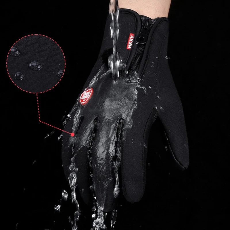 Winter Warm Cycling Gloves Men Women Full Fingers Waterproof Touch Screen Fleece Gloves for Outdoor Sport Motorcycle Driving Ski