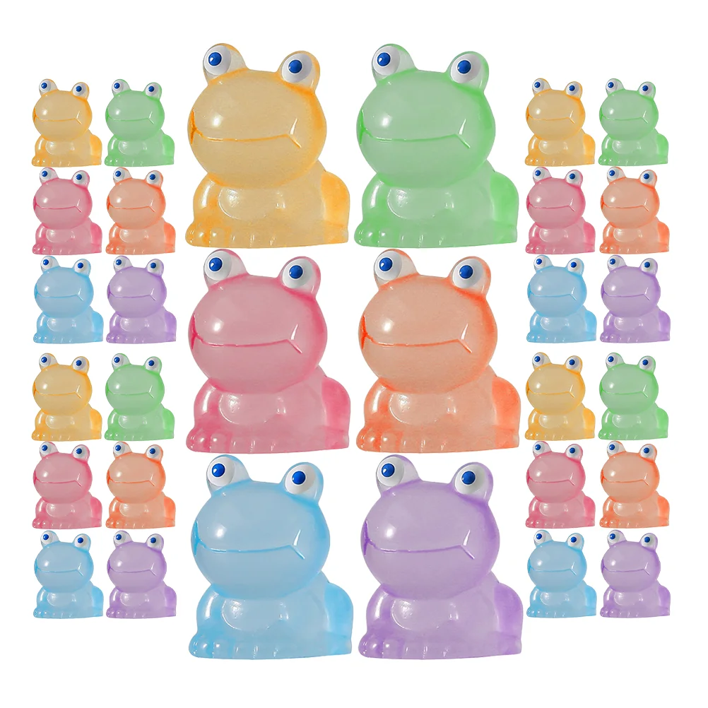 

30 Pcs Luminous Animals Tiny Frog Ornament Micro Landscape Mini Home Decor Sculptures