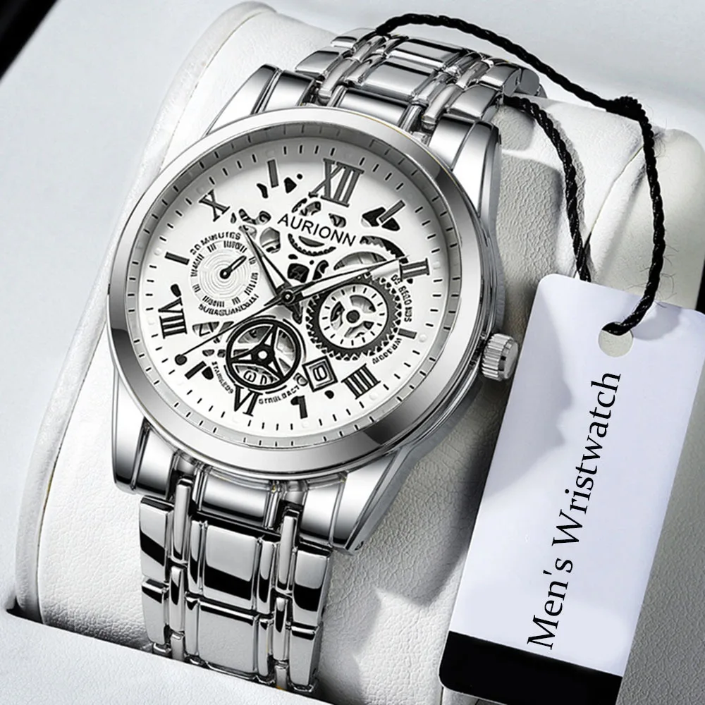 1Pc Men's Quartz Watch with a Stylish Stainless Steel Strap, Calendar Display, and Precise Quartz Movement, an Ideal Gift for Men - Suitable for Business Casual Wear, Attending Events, and Various Occasions