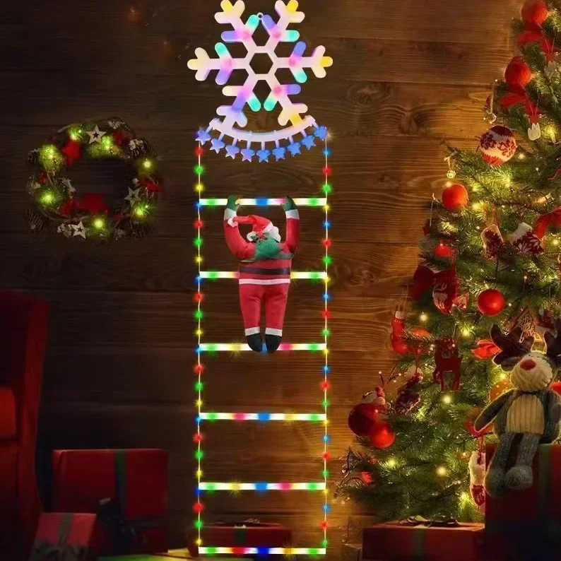 LED Ladder Light for Santa Claus Home Christmas Decor String Lamp Indoor Outdoor Window Garden Xmas Tree Hanging Strip Light