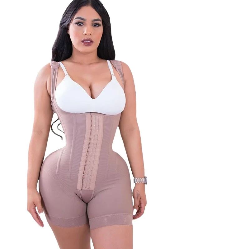 2025 Mono con tela inferior, ajustado, levantamiento abdominal y de cadera, hebilla de hombro para mujer, corsé reforzado