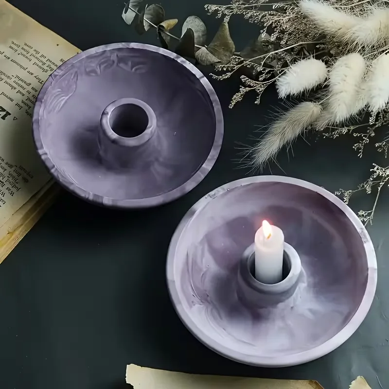DIY Handmade Round Candle Bowl Insertion Platform Candle Bracket Concrete Ceramic Mold Resin Candlestick Craft Mold