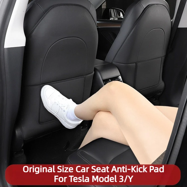 

2pcs Full coverage Seat Kick Mat for Tesla Model 3/Y Rear Row Protector Cover Original Car Size Nappa Leather Scratch-Resistant