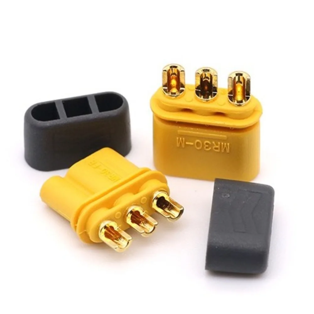 

New AMASS LiPo Battery Plug Yellow Black Plastic Male Female Plugs Mountable with Sheath MR30 Connector RC Accessories