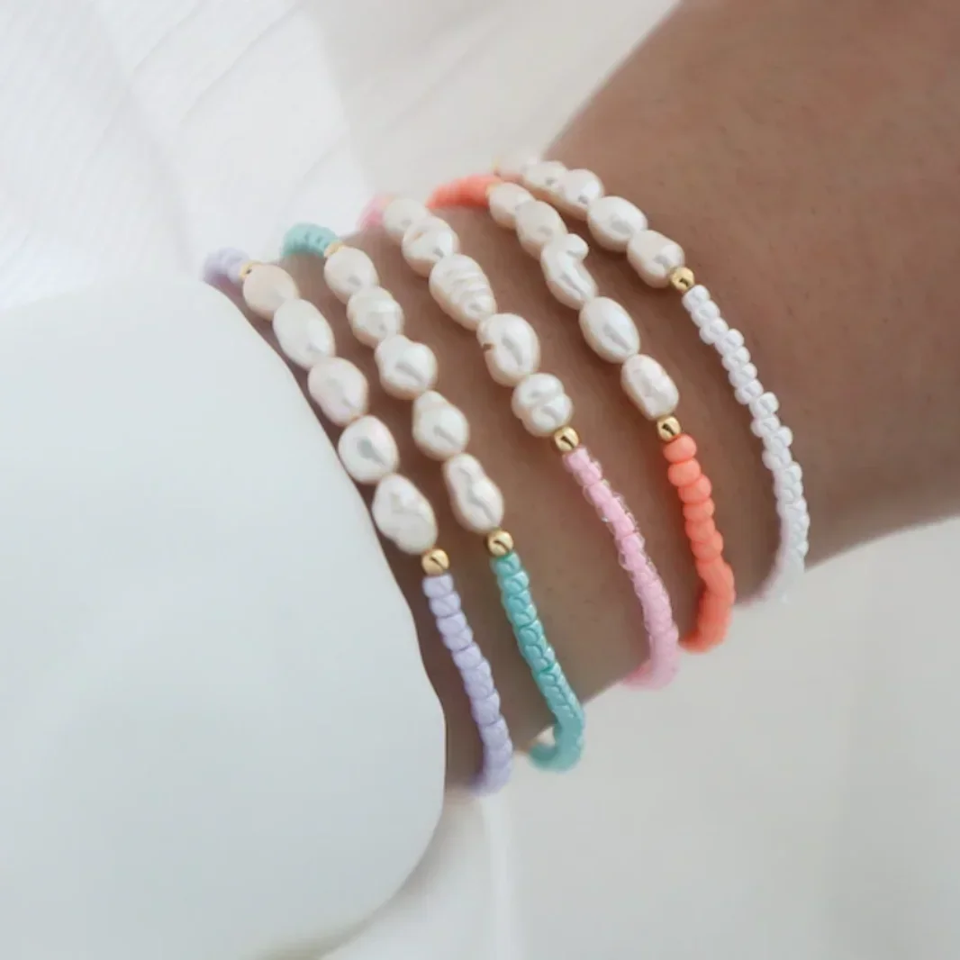 CCGOOD Armband Natuurlijke Zoetwaterparels Miyuki Kralen Armbanden voor Vrouwen Boho Zomer Strand Sieraden Verstelbare Touw Pulseras