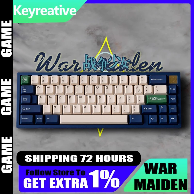

Набор механических колпачков Keyreative War Maiden Theme, толстый PBT, сублимационный принт, профиль Cherry MX, прочный и яркий дизайн