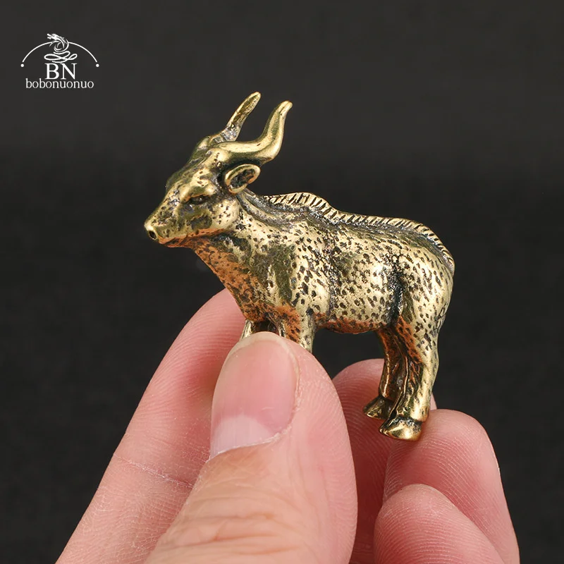 Retro Brass Leader Sheep Statue Desktop Small Ornaments Animal Miniature Figurines Home Decorations Crafts Collections